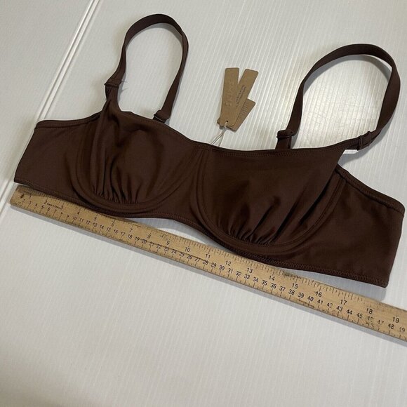 NEW SKIMS Sculpting Swim Ruched Lined Bikini Top Cocoa 4X  (BT-SCP-2759) - Picture 11 of 12